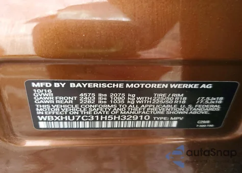 2017 BMW X1 Sdrive28I z USA, uszkodzony, nr VIN WBXHU7C31H5H32910